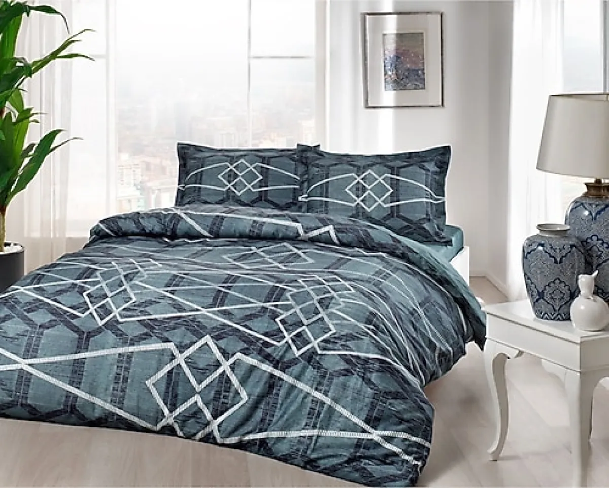 Taç Nova Saten Çift Kişilik Nevresim Takımı Yeşil