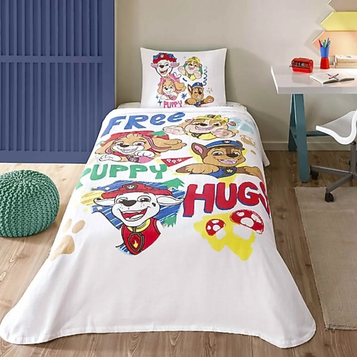 Taç Paw Free Hugs Lisanslı Tek Kişilik Pike Takımı