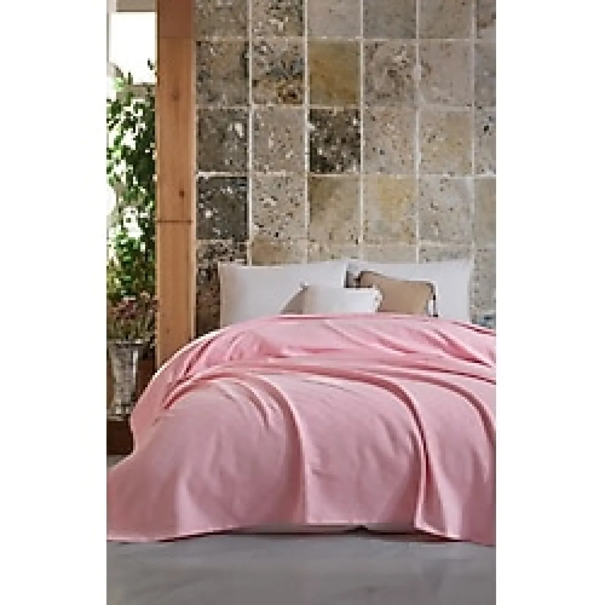 T.Concept %100 Pamuk Çift Kişilik 200x240 Cm Pike Pembe