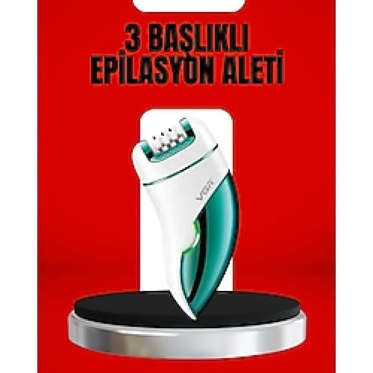 Teknodayım 3'ü 1 Arada Epilatör Su Geçirmez Metal Başlıklı LED Işıklı 90 Dakika Şarjlı - Çok Renkli