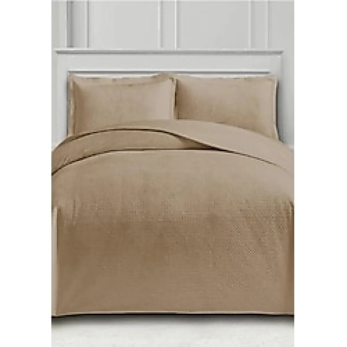 Toskana Tek Kişilik Lüks Kadife Yatak Örtüsü Cappucino