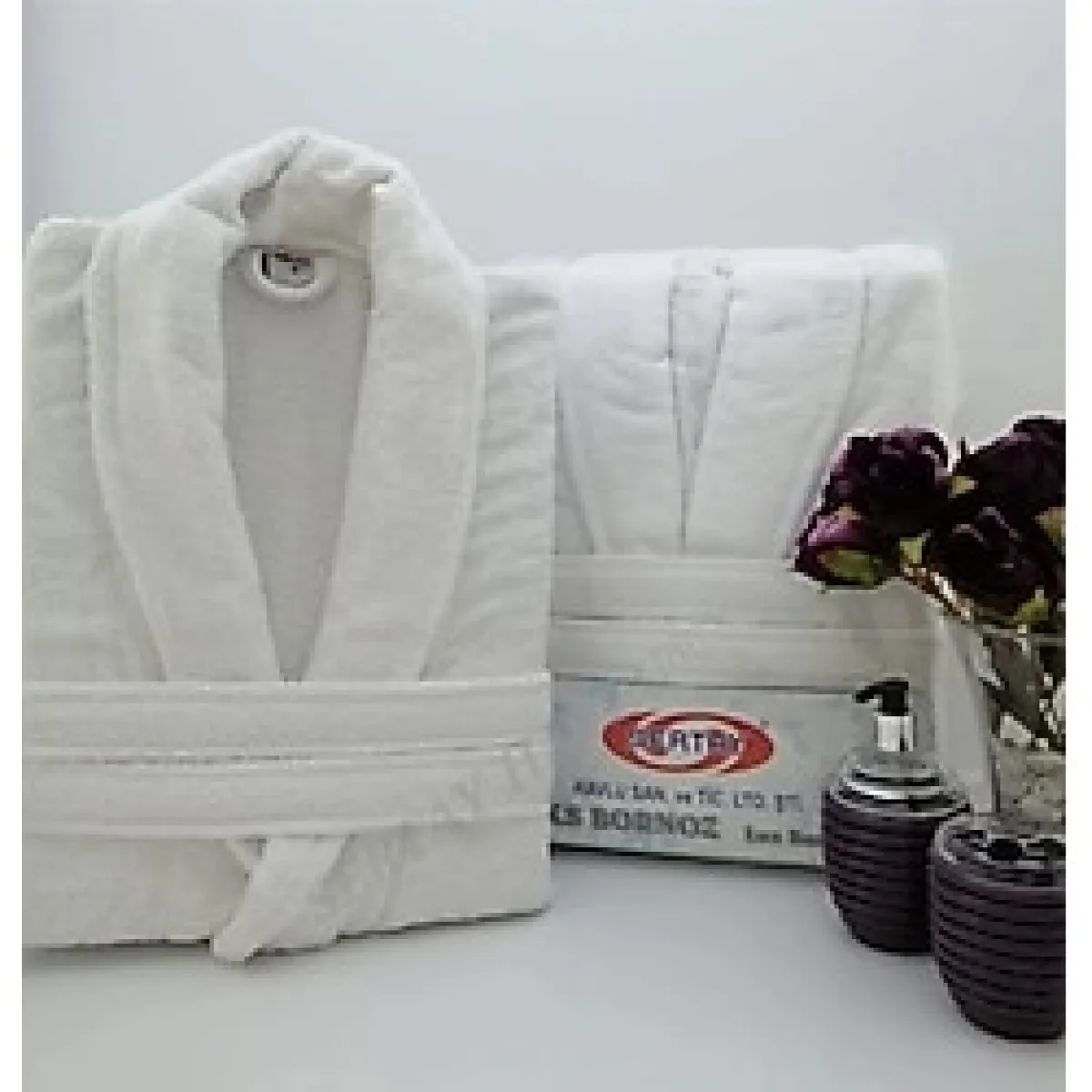 Unisex Krem Pamuk Lüks Tek Bornoz