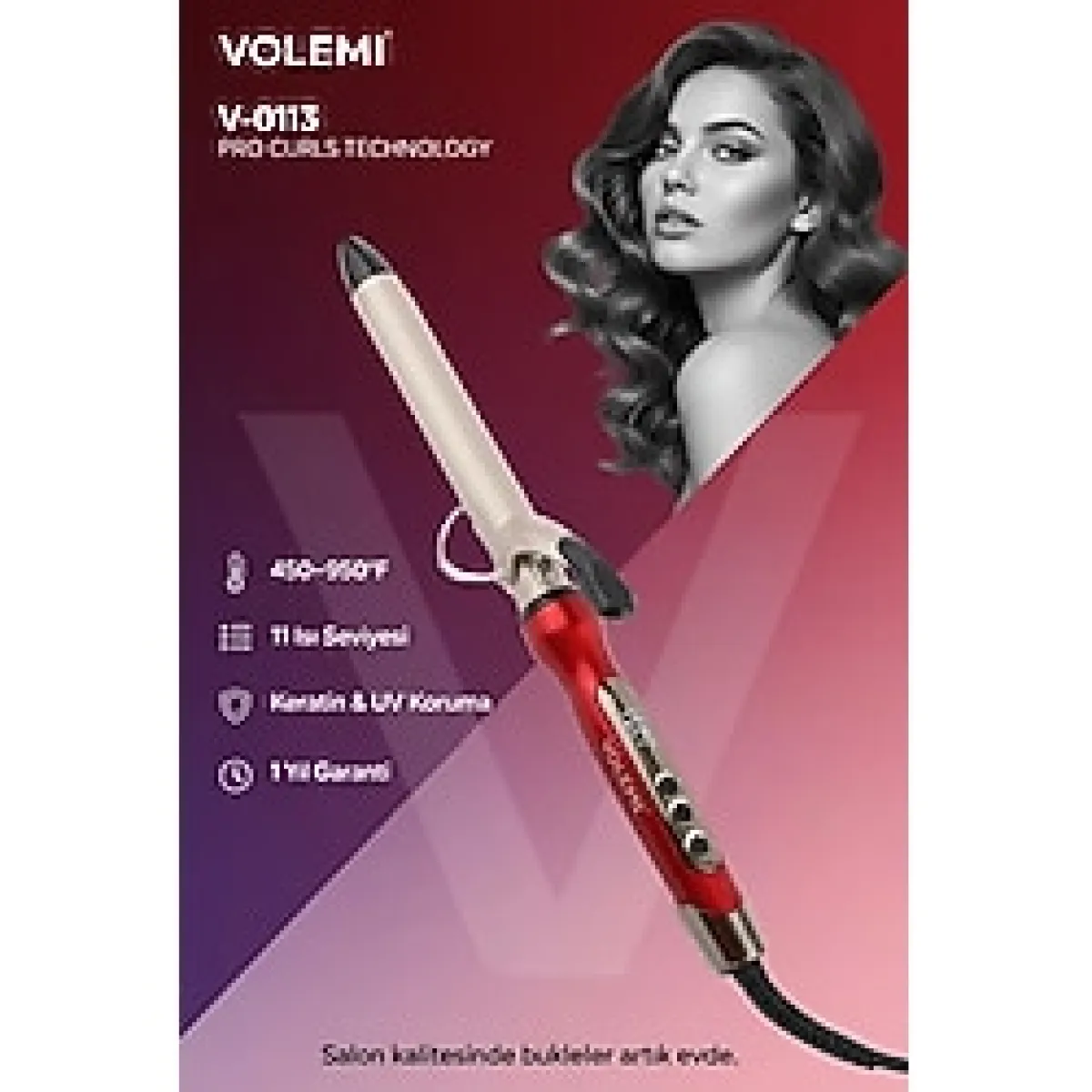 Volemı V-0113 Dijital Sensörlü Saç Maşası 450-950°F 11 Kademeli Profesyonel Bukle Şekillendirici