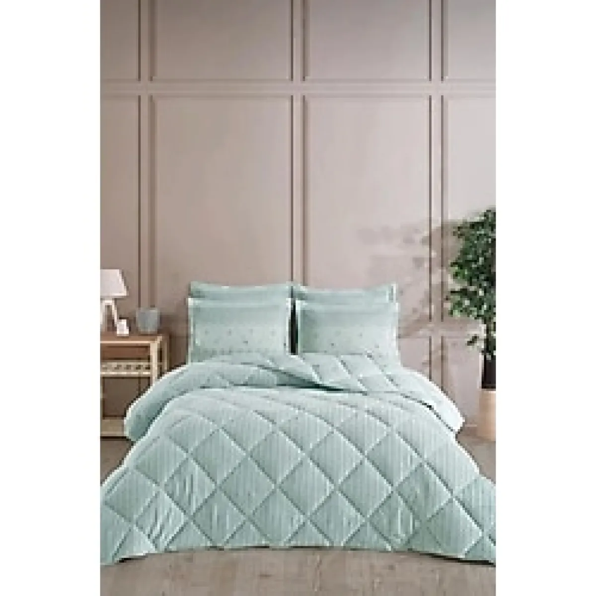 Wellsoft Jakarlı Uyku Seti 3 Parça Tek Kişilik Mint