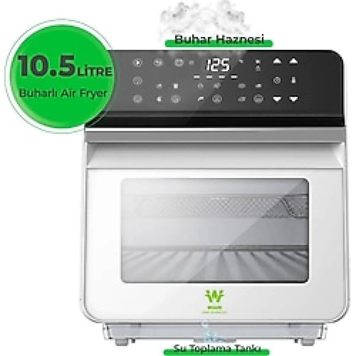 Wiami Buharlı Airfryer 10.5 lt Yağsız Fritöz