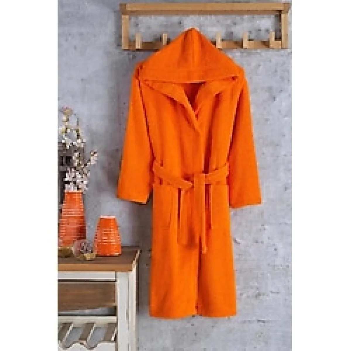 Zeynep Tekstil Pamuklu Kapşonlu Genç Bornoz Unisex Garson Boy Bornoz