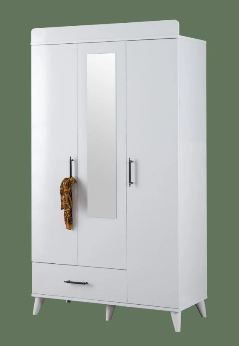 Albina Koza 3 Kapılı Dolap (Beyaz)