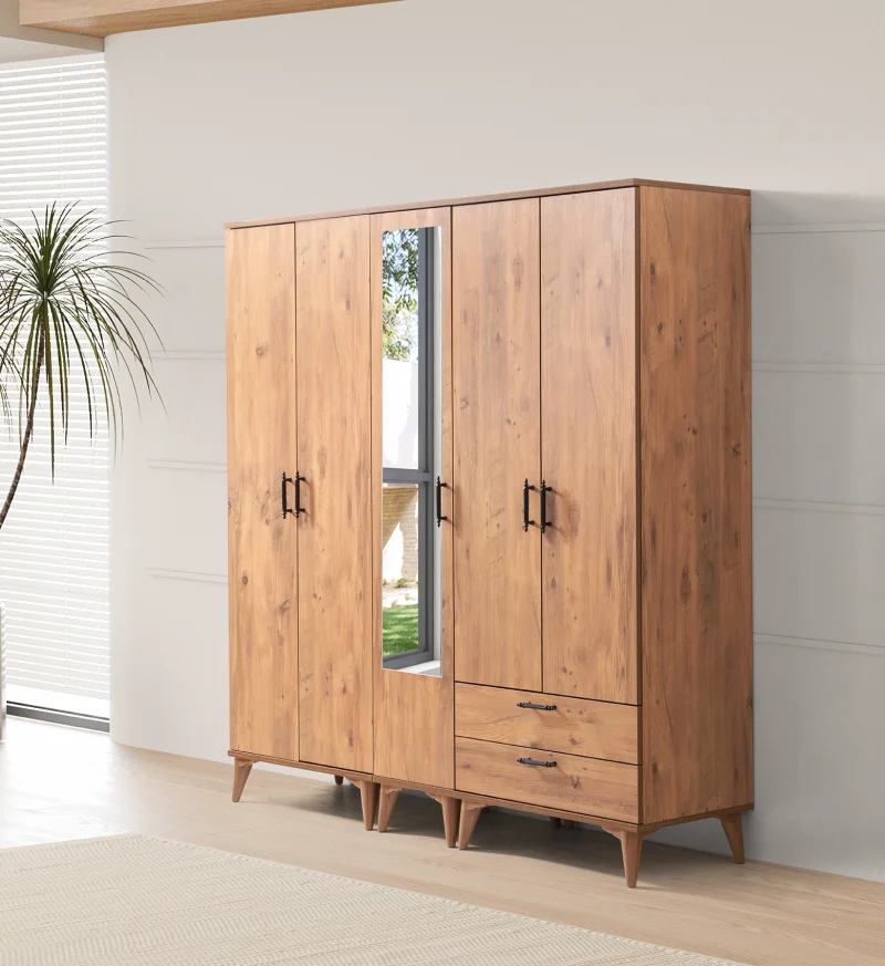 Akasya Ceviz 5 Kapılı Dolap (Er117)