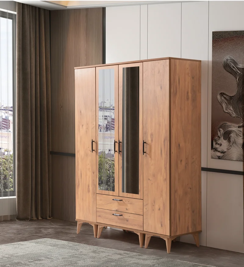 Akasya Ceviz 4 Kapılı Dolap (Er113)